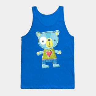 Blue Teddy Bear Cartoon Tank Top